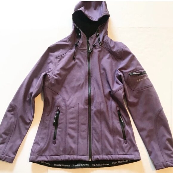 Ilse Jacobsen Sz 10 Purple Hooded Rain Jacket | Softshell | Zip Front EUC - Picture 7 of 9